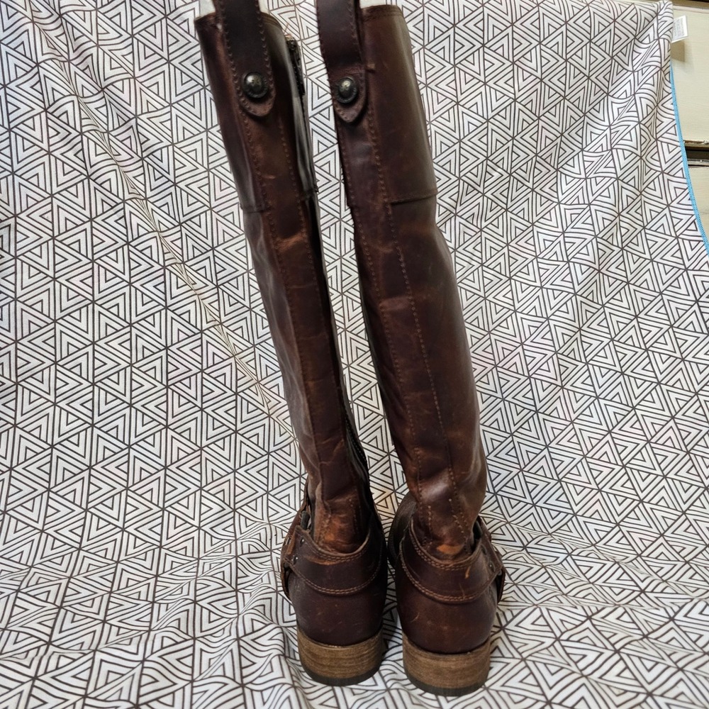 NWOT Frye Harness Tall Boots Brown Leather Zip Up Riding Equestrian Classic 6 - Picture 8 of 16